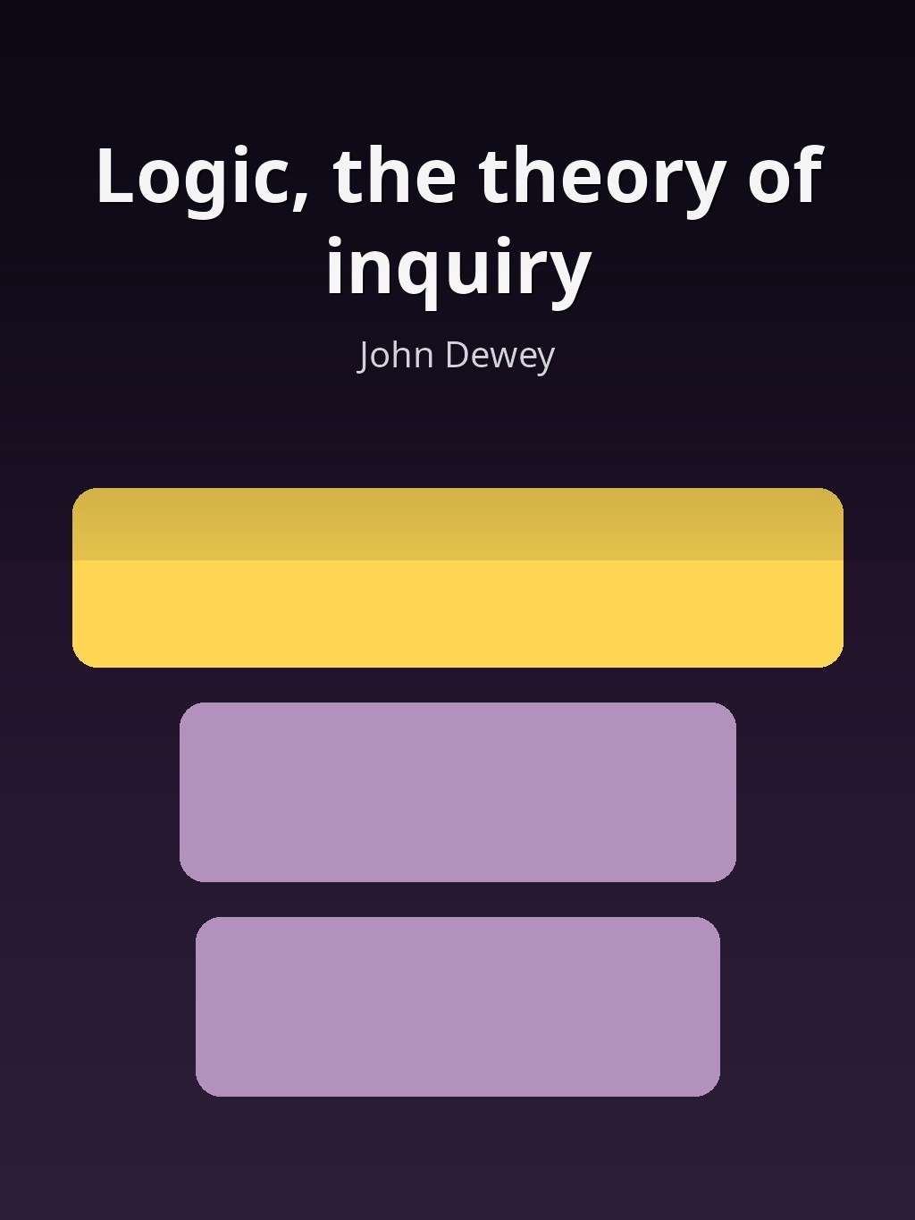 Logic, the theory of inquiry by John Dewey book cover