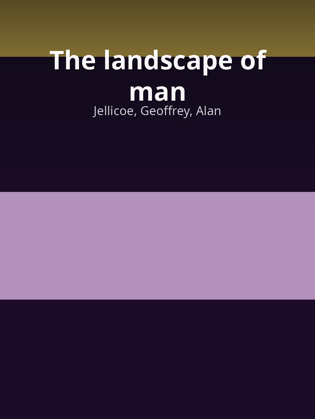 The landscape of man by Jellicoe, Geoffrey, Alan book cover